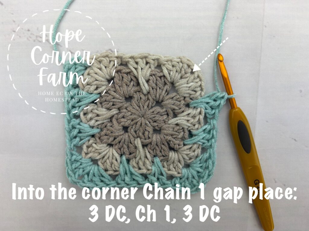 crochet the corner of the granny square