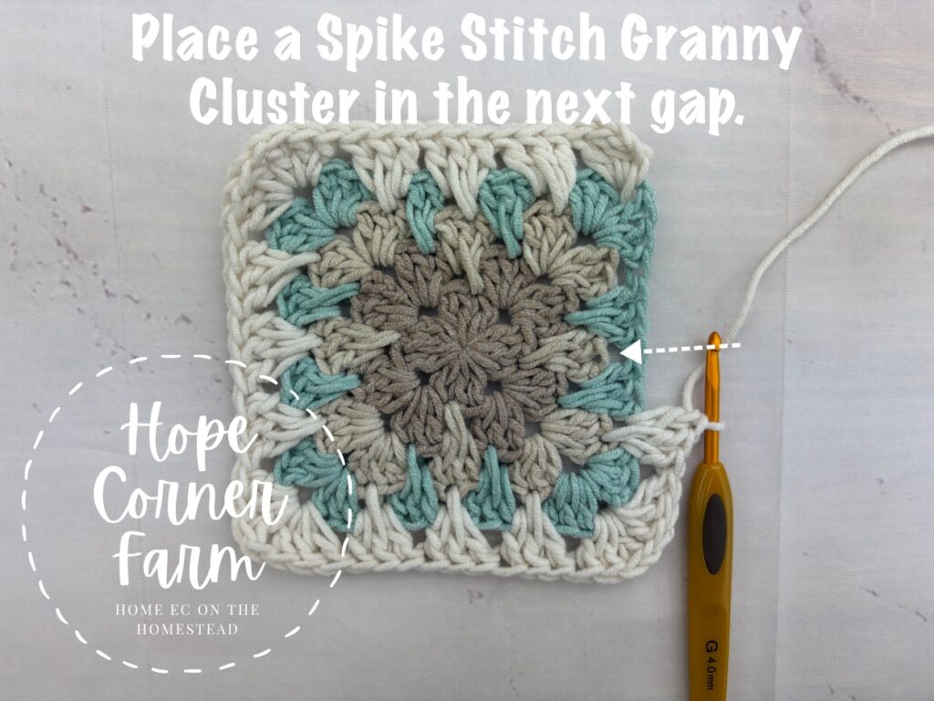 Where to work a spike stitch granny stitch cluster