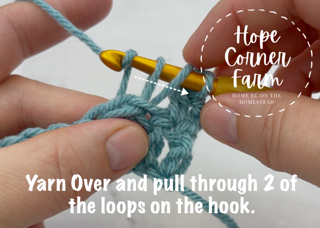 Yarn Over and pull through 2 of the loops on the crochet hook