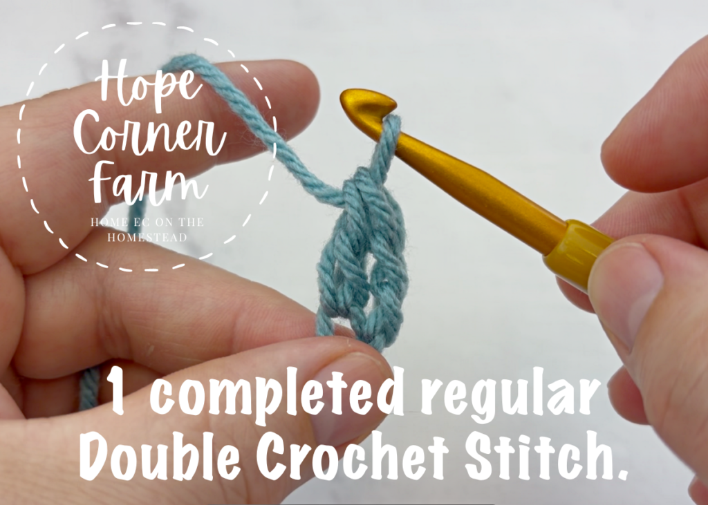 1 completed regular Double Crochet Stitch