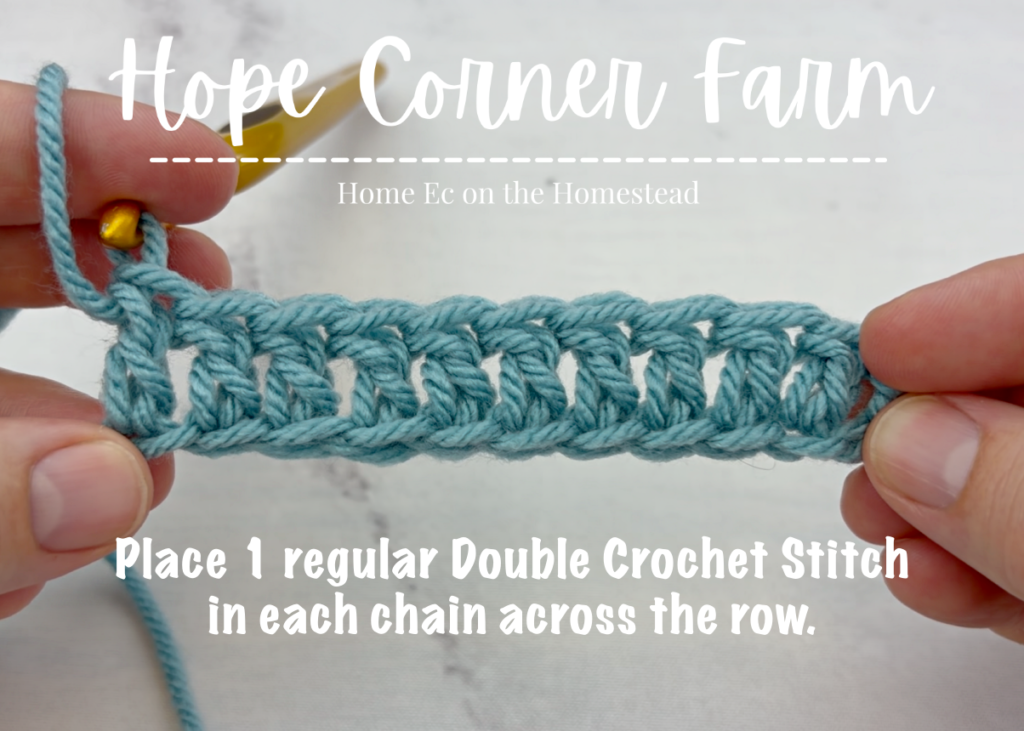 1 regular Double Crochet in each chain for row 1