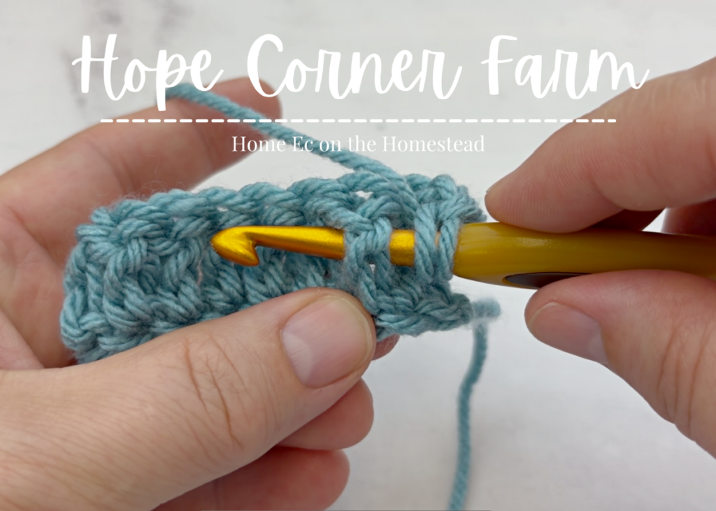 Proper crochet hook placement for the Front Post Double Crochet Stitch