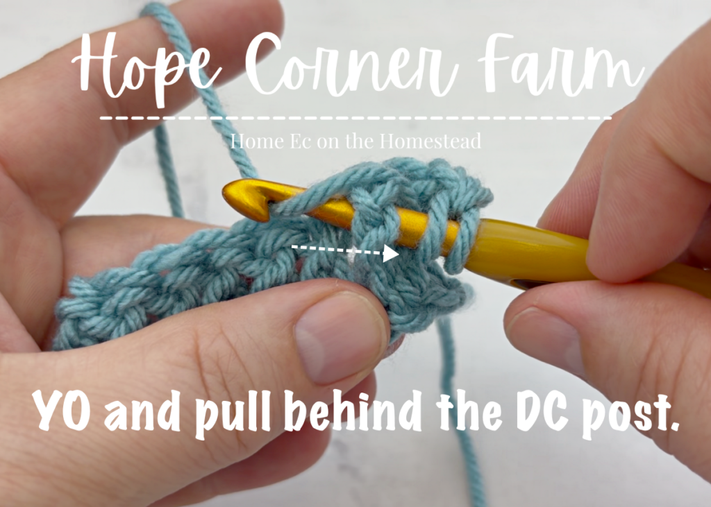 Yarn Over and pull behind the Double Crochet post
