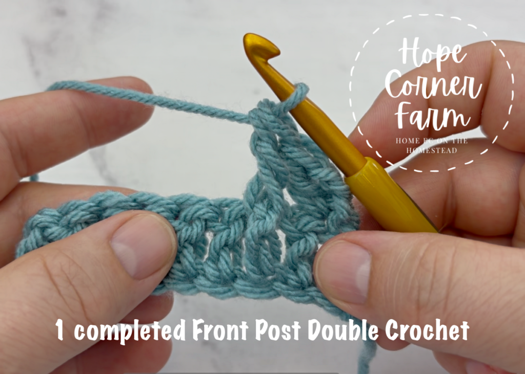 1 completed Front Post Double Crochet Stitch