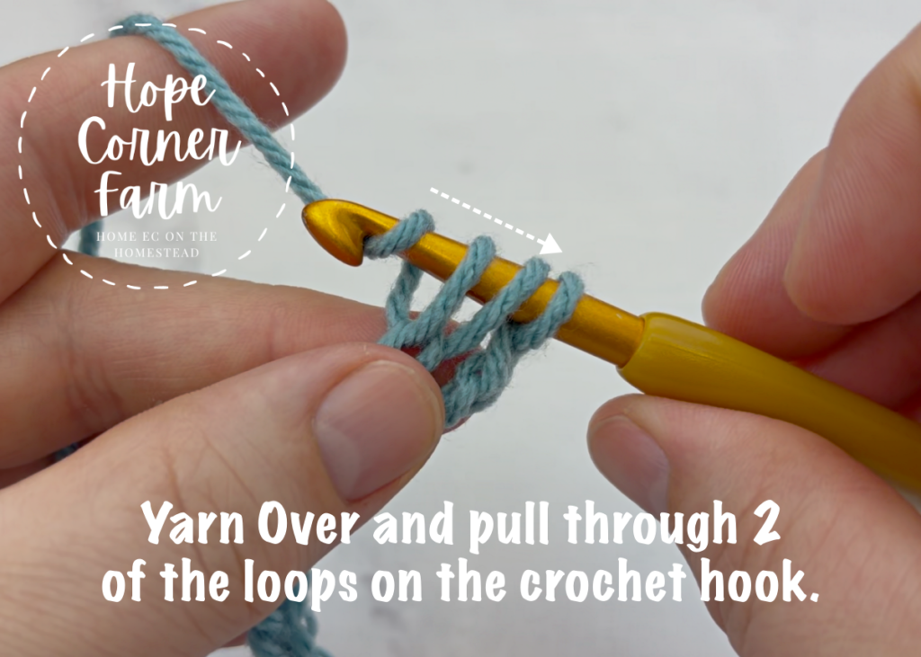 Yarn Over and pull through 2 of the loops of yarn on the hook