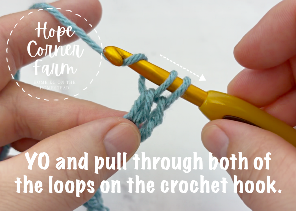 Yarn Over and pull through both of the loops on the crochet hook