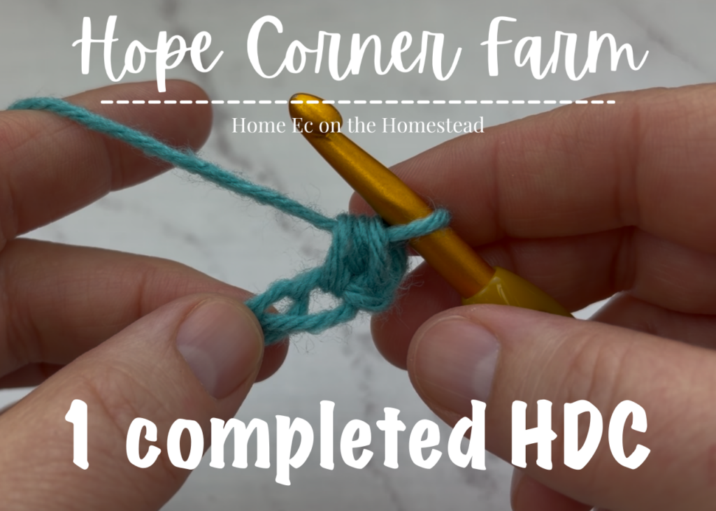1 completed Half Double Crochet Stitch