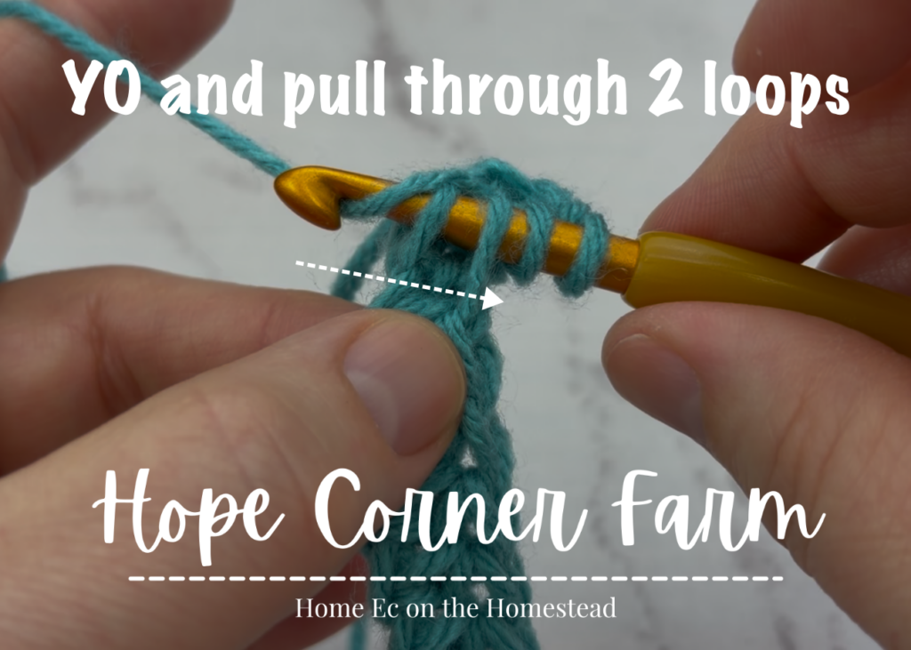 Yarn over and pull through 2 loops of yarn