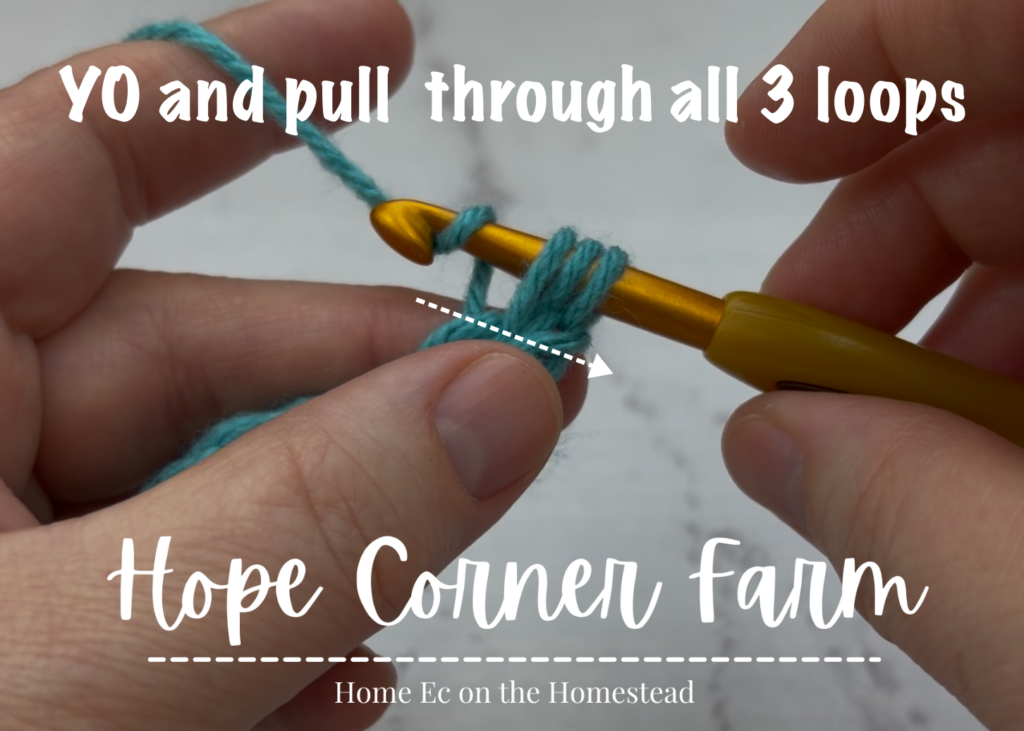 YO and pull through all 3 loops of yarn on the hook