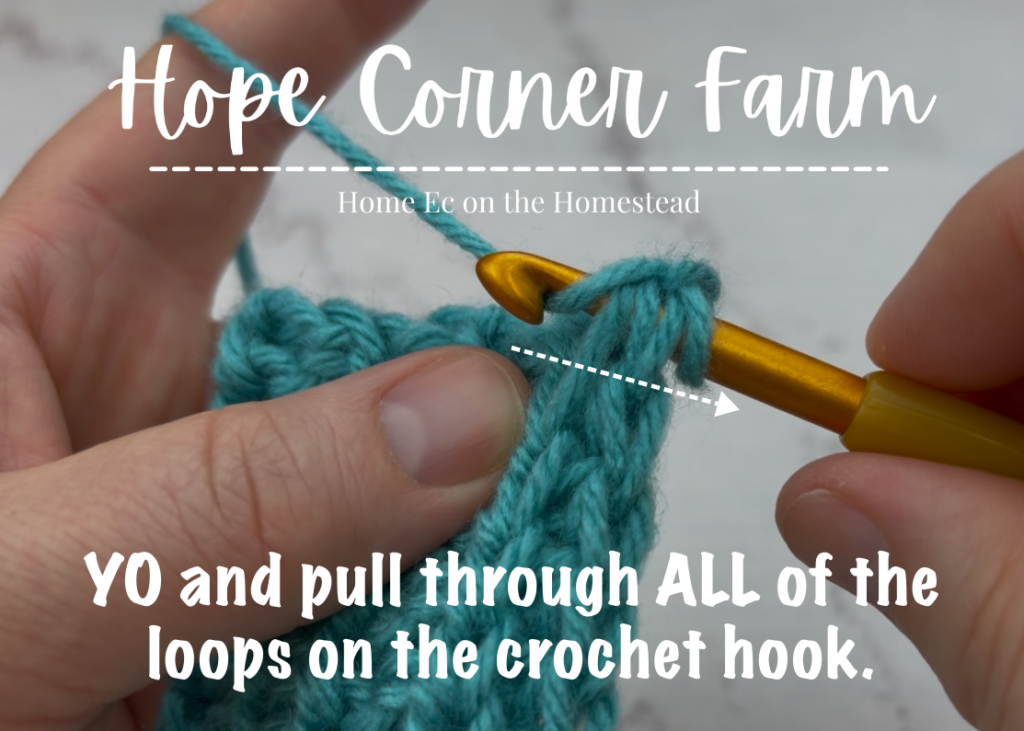 YO and pull through all of the loops on the crochet hook
