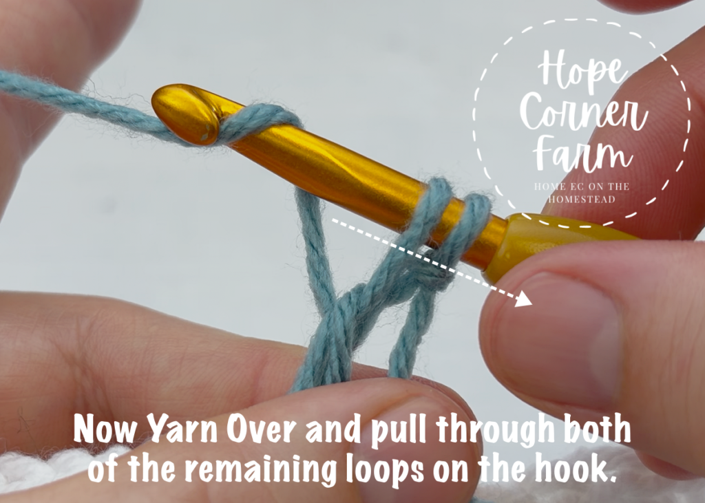 Yarn Over and pull through both of the remaining loops on the crochet hook
